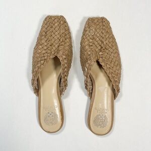 Vince Camuto Loralee Tan/Taupe Woven Leather Mules